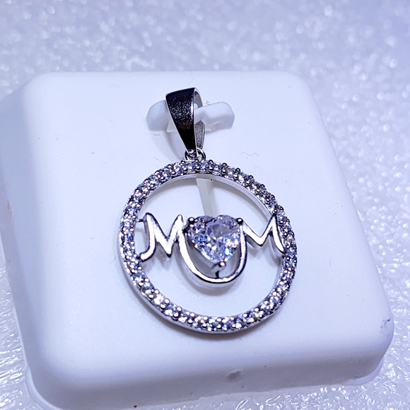 Women's Sterling Silver 925 Heart Mom Pendant - Picture 4 of 5